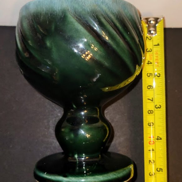 Vintage Swirl Pattern Hull Teal Green Goblet Made in USA - Picture 2 of 3